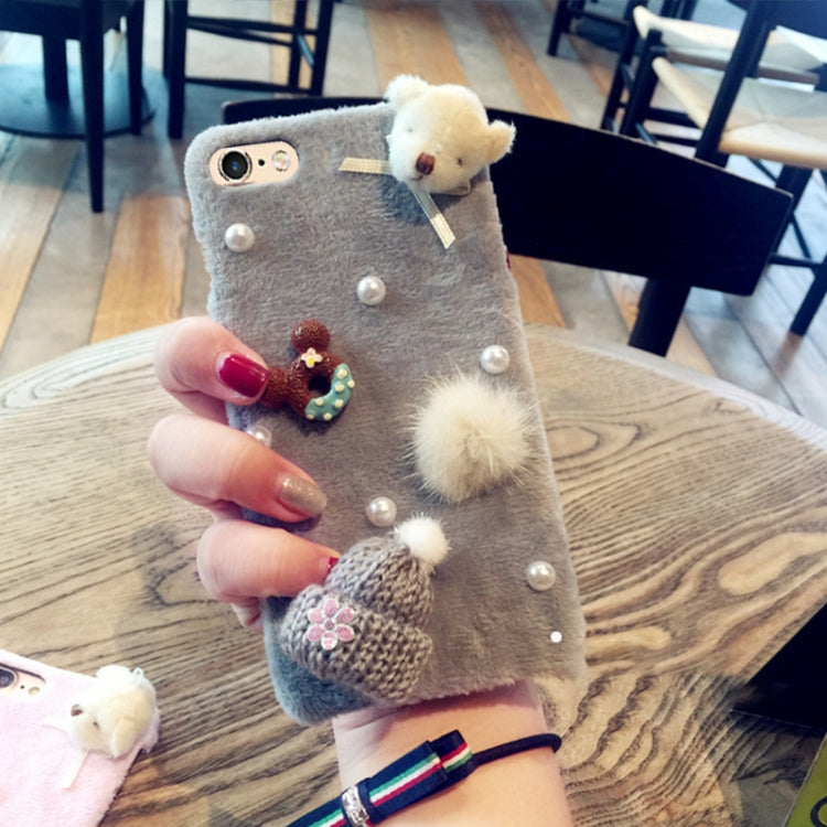 For iPhone 6 & 6s Christmas Series Cute Dolls Handmade Wool Hat Plush Surface Protective Back Cover Case