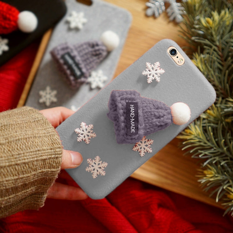 For iPhone 6 & 6s Christmas Series Handmade Christmas Hat Snowflake Microfiber Surface Protective Back Cover Case(Grey)