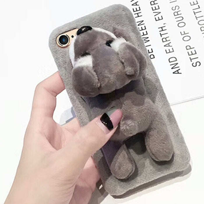 For iPhone 6 & 6s Cute Plush Animal Dolls Protective Back Cover Case (Grey)