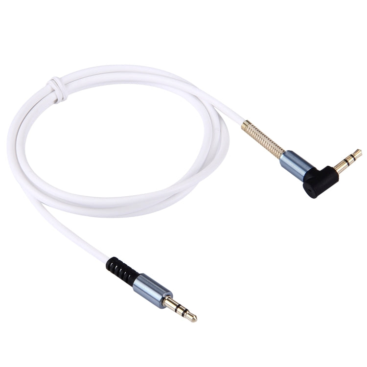 1m 3.5mm Jack Male to Male Plug Stereo Audio AUX Cable with Metal Spring for iPhone, iPad, Samsung, MP3, MP4, Sound Card, TV, Radio-recorder, etc.(White)