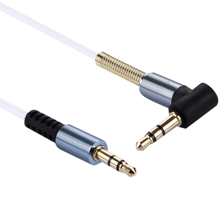 1m 3.5mm Jack Male to Male Plug Stereo Audio AUX Cable with Metal Spring for iPhone, iPad, Samsung, MP3, MP4, Sound Card, TV, Radio-recorder, etc.(White)