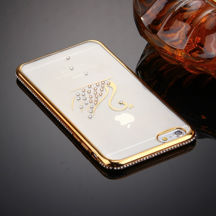 For iPhone 6 & 6s Diamond Encrusted Swan Pattern Electroplating Frame TPU Protective Case