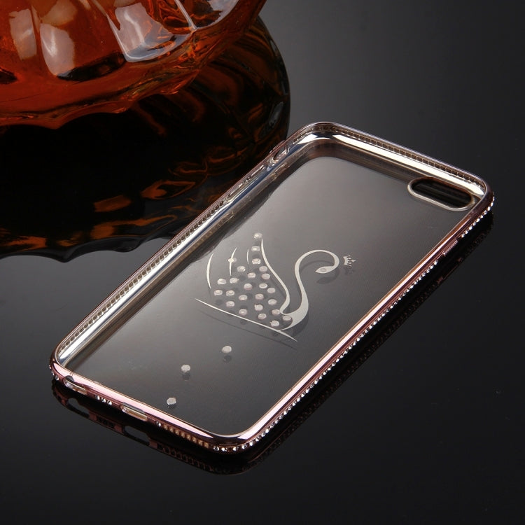 For iPhone 6 & 6s Diamond Encrusted Swan Pattern Electroplating Frame TPU Protective Case