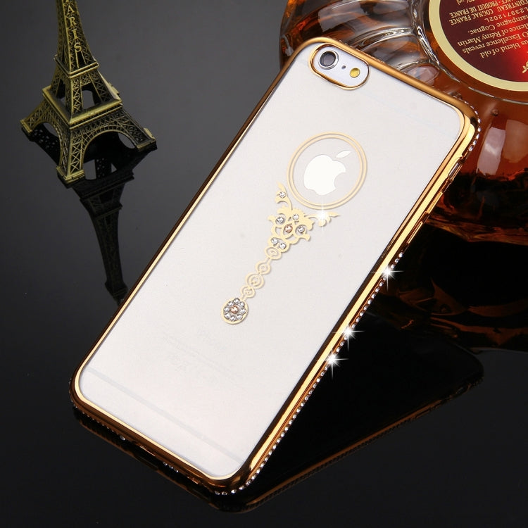 For iPhone 6 & 6s Diamond Encrusted Pendulum Pattern Electroplating Frame TPU Protective Case
