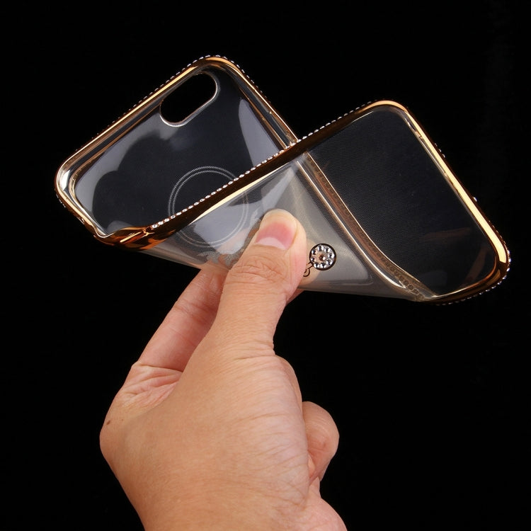 For iPhone 6 & 6s Diamond Encrusted Pendulum Pattern Electroplating Frame TPU Protective Case