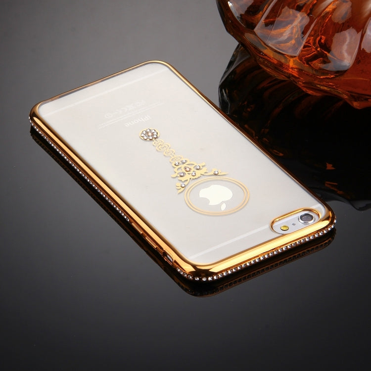 For iPhone 6 & 6s Diamond Encrusted Pendulum Pattern Electroplating Frame TPU Protective Case