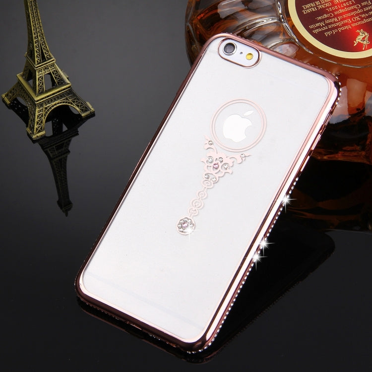 For iPhone 6 & 6s Diamond Encrusted Pendulum Pattern Electroplating Frame TPU Protective Case