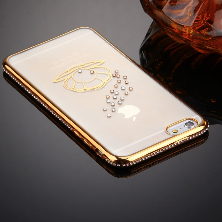 For iPhone 6 & 6s Diamond Encrusted Shell Pattern Electroplating Frame TPU Protective Case