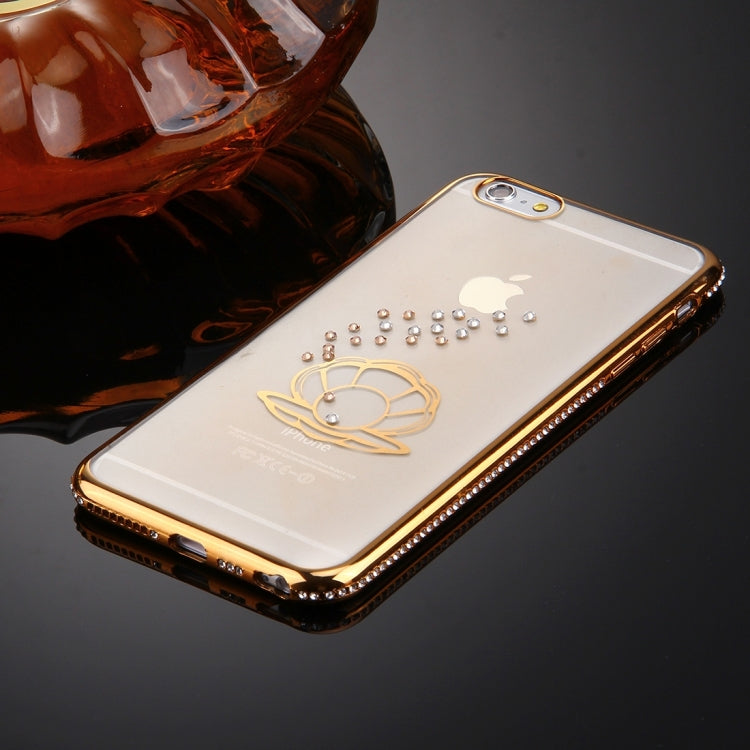For iPhone 6 & 6s Diamond Encrusted Shell Pattern Electroplating Frame TPU Protective Case
