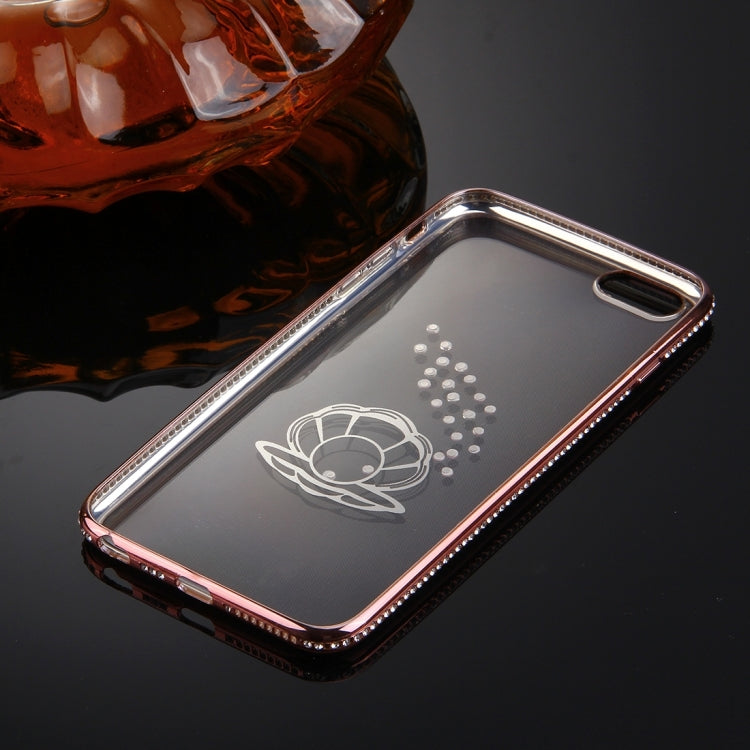 For iPhone 6 & 6s Diamond Encrusted Shell Pattern Electroplating Frame TPU Protective Case