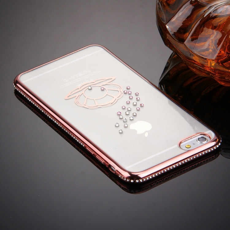 For iPhone 6 & 6s Diamond Encrusted Shell Pattern Electroplating Frame TPU Protective Case