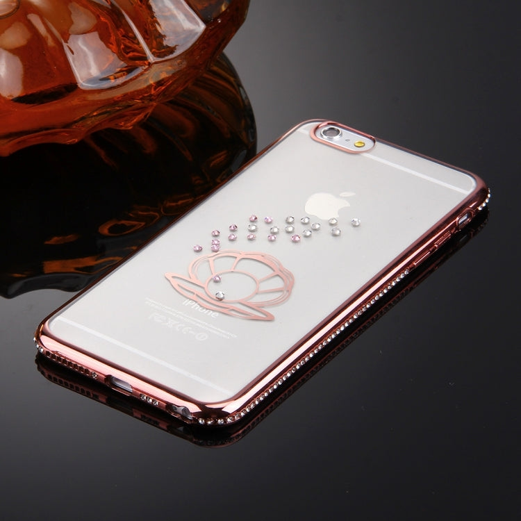 For iPhone 6 & 6s Diamond Encrusted Shell Pattern Electroplating Frame TPU Protective Case