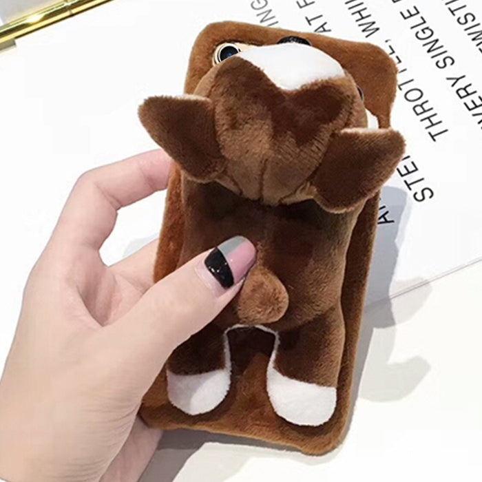 For iPhone 6 & 6s Cute Plush Animal Dolls Protective Back Cover Case (Brown)