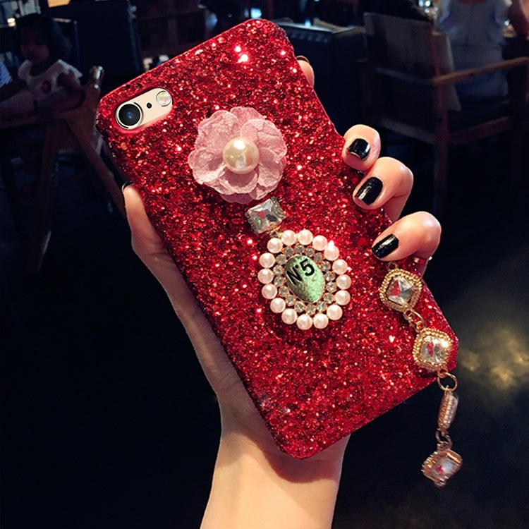 For iPhone 6 & 6s Luxury Style Diamante Sequins Glitter Powder Protective Back Cover Case with Pendant