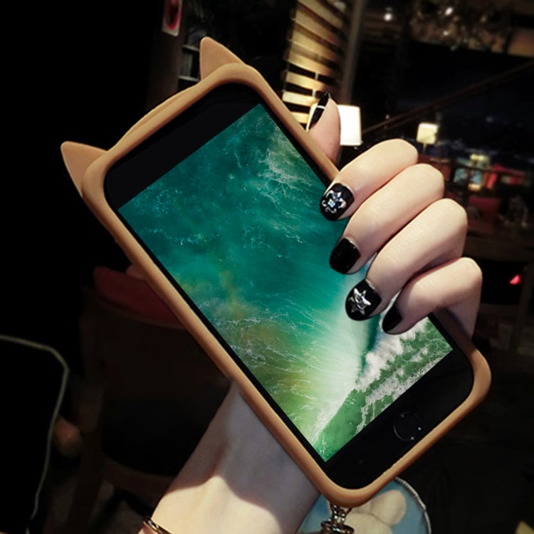 For iPhone 6 & 6s Leopard Cat Pattern Full Coverage Drop-proof Protective Back Cover Case with Furry Ball Pendant