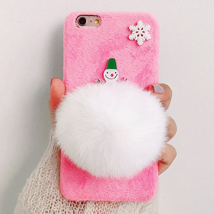 For iPhone 6 & 6s Creative Cute Snowman Style Christmas Furry Ball Plush Cloth Protective Back Cover Case