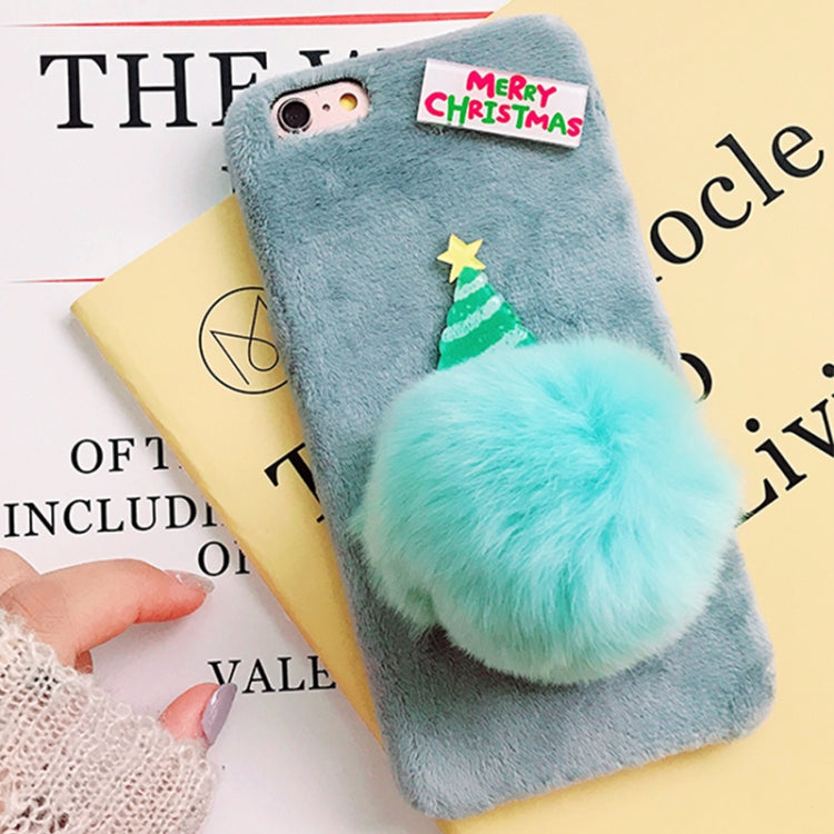 For iPhone 6 & 6s Creative Cute Christmas Tree Christmas Furry Ball Plush Cloth Protective Back Cover Case