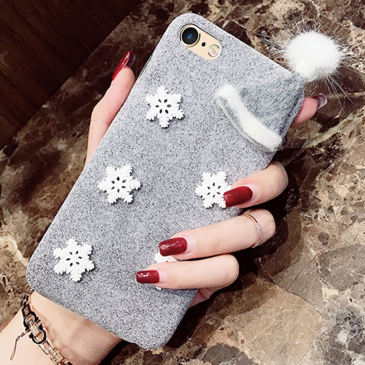 For iPhone 6 & 6s Christmas Series Furry Ball Snowflake Hat Protective Back Cover Case