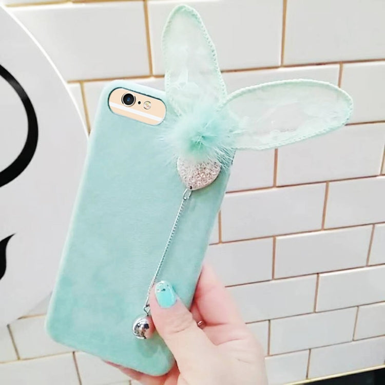 For iPhone 6 & 6s Cute 3D Lace Rabbit Ears Pattern Felt Plush Protective Back Cover Case