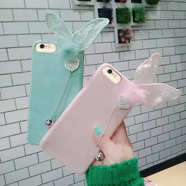 For iPhone 6 & 6s Cute 3D Lace Rabbit Ears Pattern Felt Plush Protective Back Cover Case