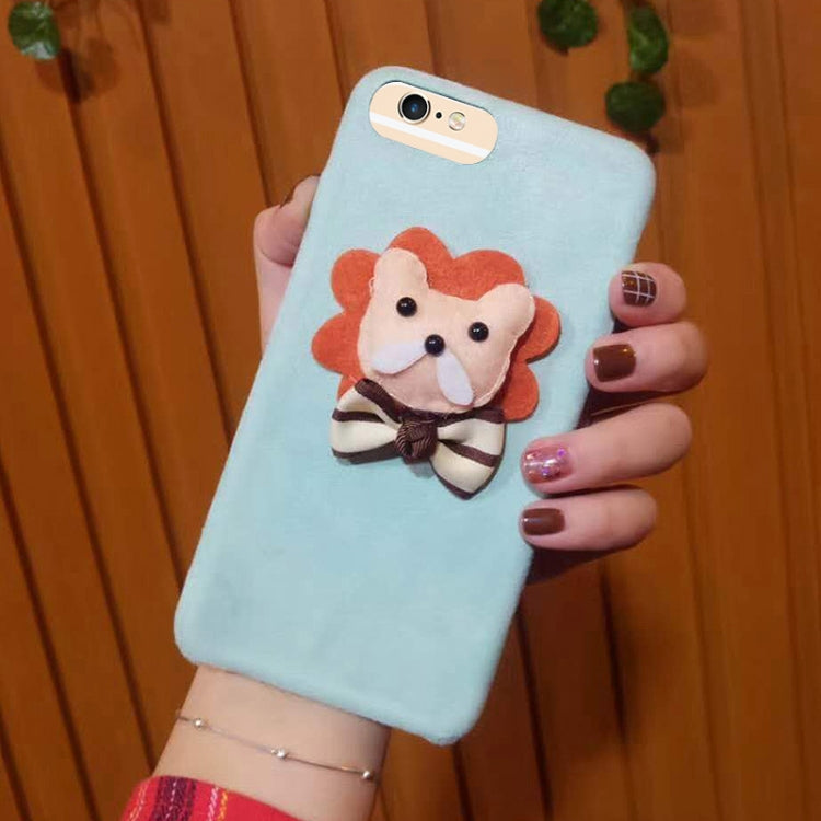 For iPhone 6 & 6s Cute 3D Lion Pattern Felt Plush Protective Back Cover Case