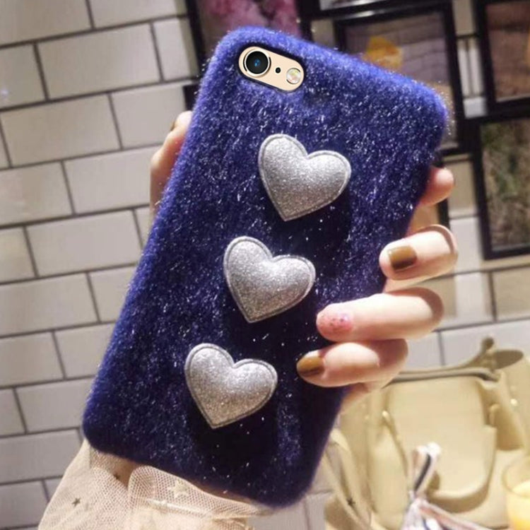 For iPhone 6 & 6s 3D Simple Love Pattern Felt Plush Protective Back Cover Case