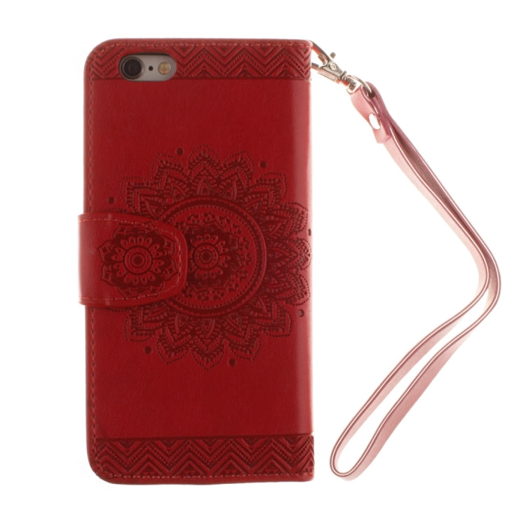For iPhone 6 & 6s Embossed Floral Pattern Horizontal Flip Leather Case with Card Slots & Holder & Lanyard