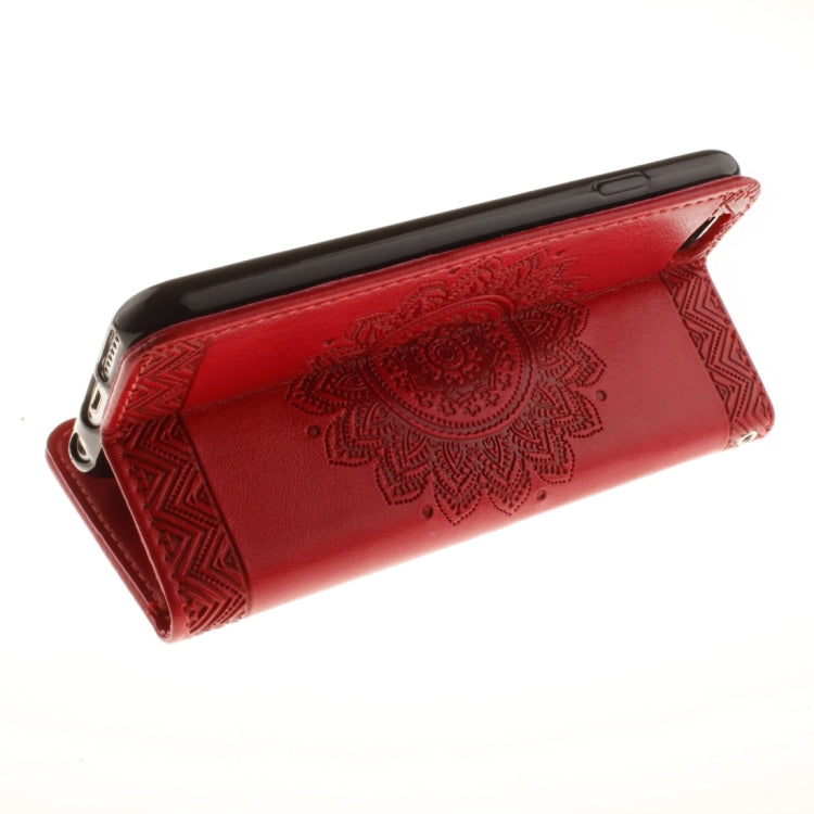 For iPhone 6 & 6s Embossed Floral Pattern Horizontal Flip Leather Case with Card Slots & Holder & Lanyard