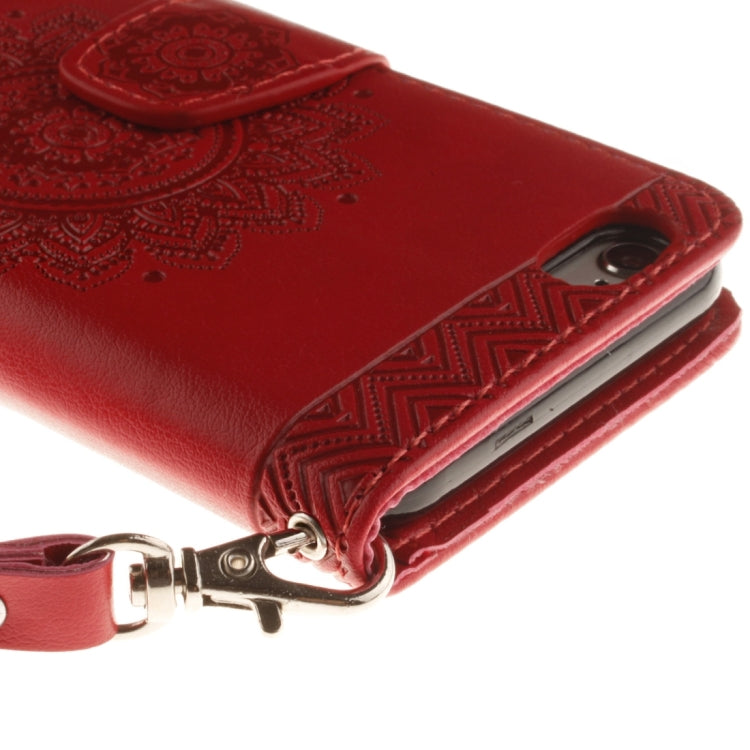 For iPhone 6 & 6s Embossed Floral Pattern Horizontal Flip Leather Case with Card Slots & Holder & Lanyard