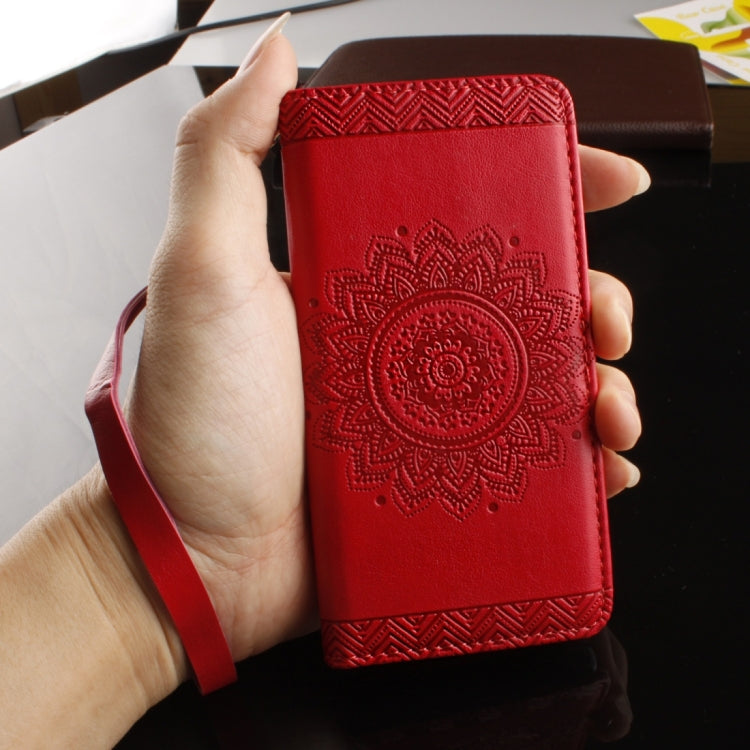For iPhone 6 & 6s Embossed Floral Pattern Horizontal Flip Leather Case with Card Slots & Holder & Lanyard