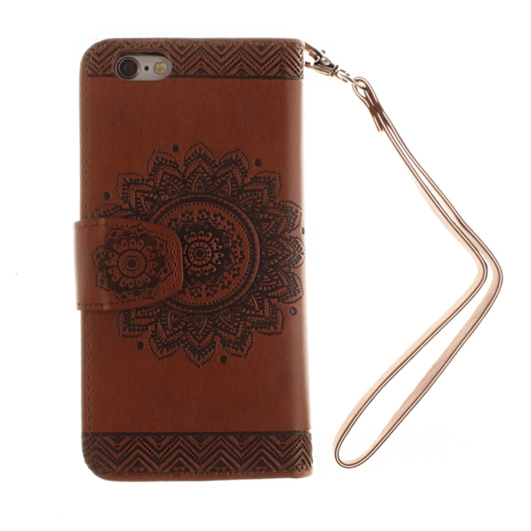 For iPhone 6 & 6s Embossed Floral Pattern Horizontal Flip Leather Case with Card Slots & Holder & Lanyard