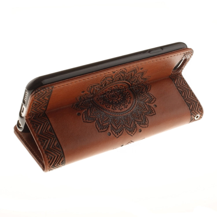 For iPhone 6 & 6s Embossed Floral Pattern Horizontal Flip Leather Case with Card Slots & Holder & Lanyard