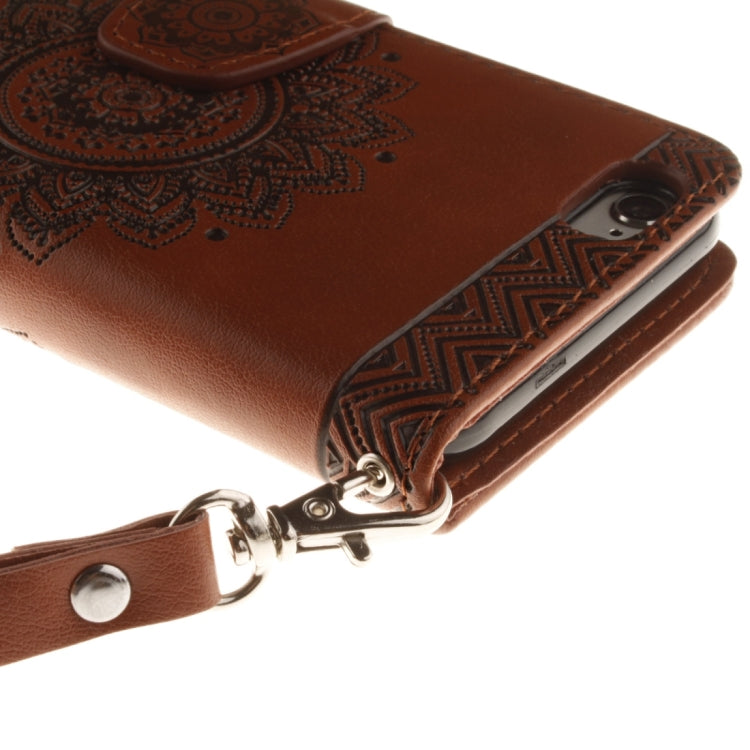 For iPhone 6 & 6s Embossed Floral Pattern Horizontal Flip Leather Case with Card Slots & Holder & Lanyard