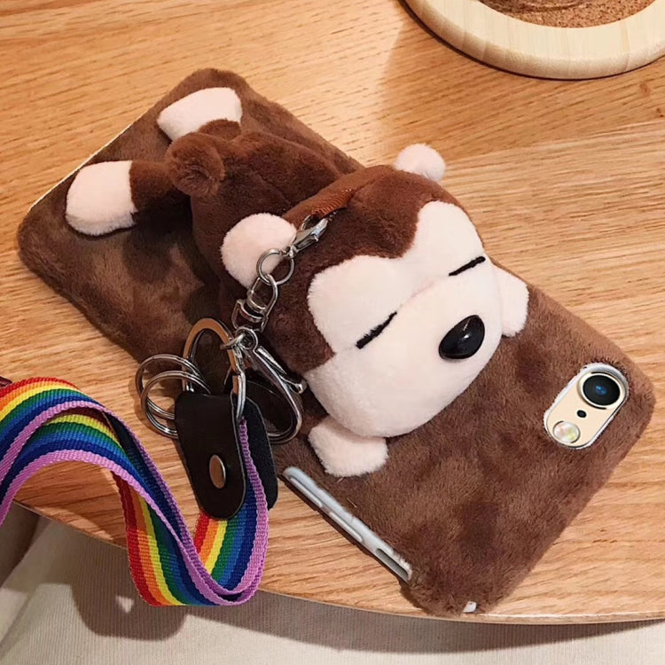 For iPhone 6 & 6s Cute Plush Monkey Doll Protective Back Cover Case with Sling