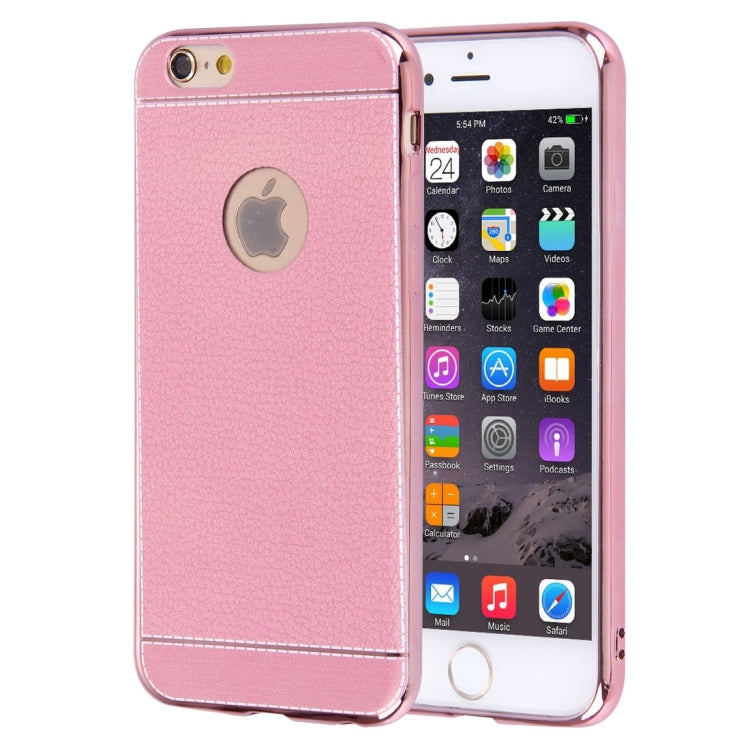 For iPhone 6 & 6s 3D Litchi Texture Soft TPU Protective Case