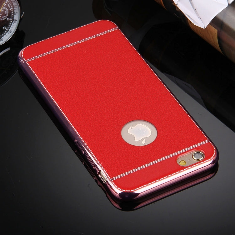 For iPhone 6 & 6s 3D Litchi Texture Soft TPU Protective Case