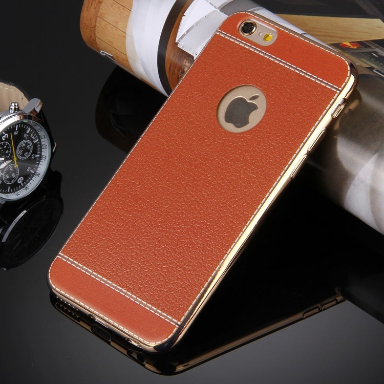 For iPhone 6 & 6s 3D Litchi Texture Soft TPU Protective Case