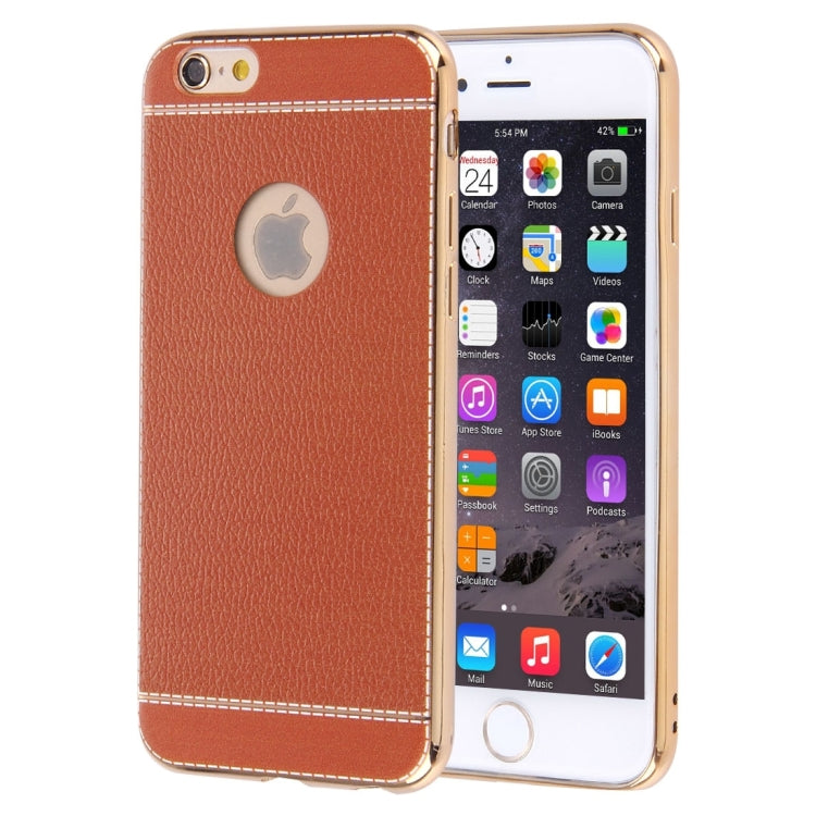 For iPhone 6 & 6s 3D Litchi Texture Soft TPU Protective Case