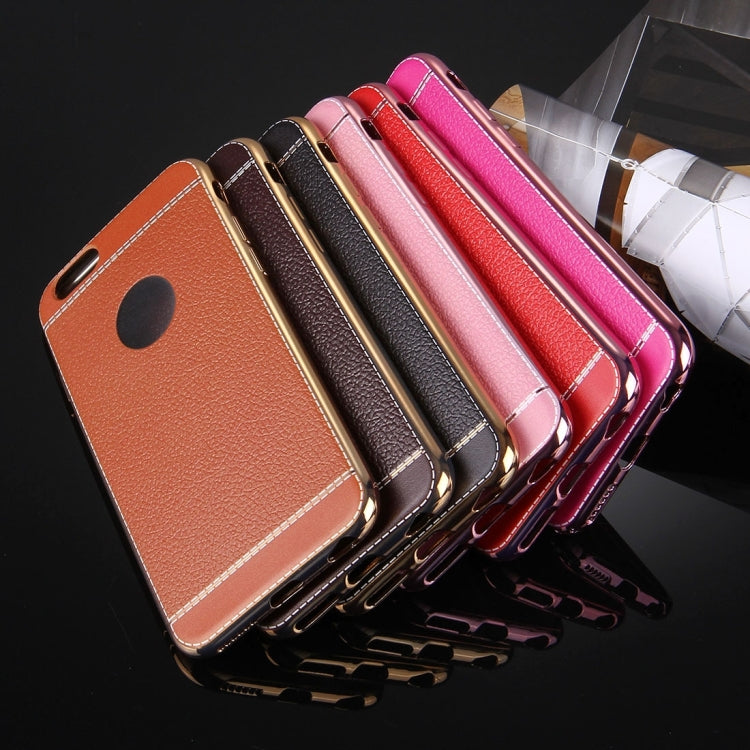 For iPhone 6 & 6s 3D Litchi Texture Soft TPU Protective Case