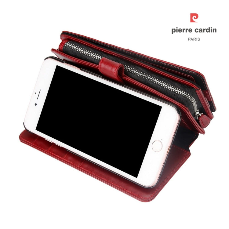 Pierre Cardin PCL-P33 Multi-function Zipper Mobile Phone Leather Case for iPhone 6 / 6s Plus / 7 Plus