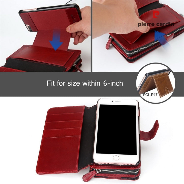 Pierre Cardin PCL-P33 Multi-function Zipper Mobile Phone Leather Case for iPhone 6 / 6s Plus / 7 Plus