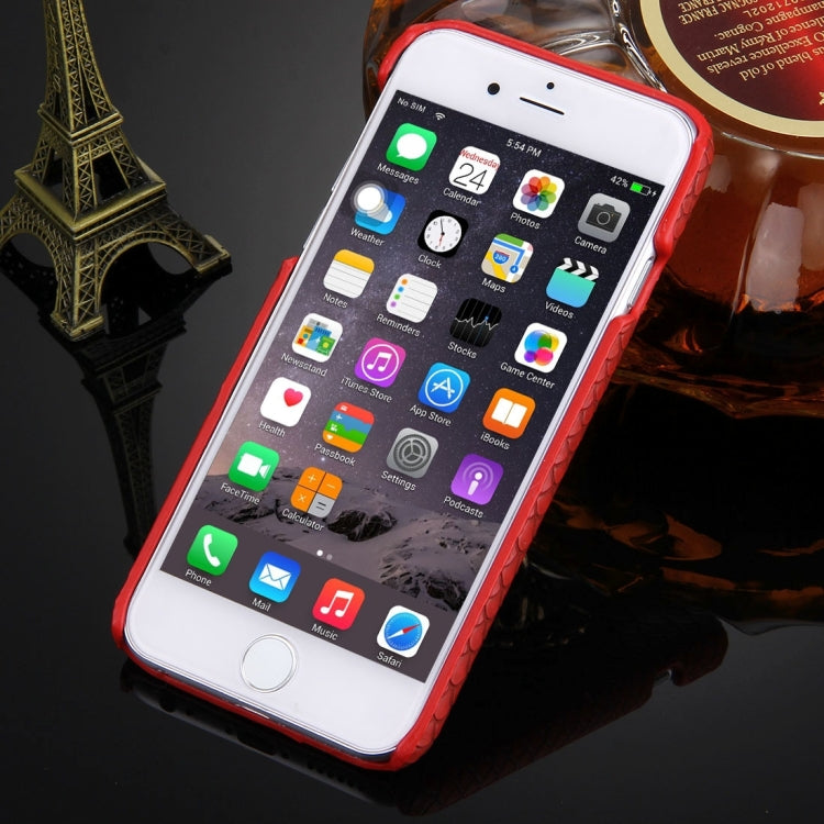For iPhone 6 & 6s Snakeskin Texture Paste Skin PC Protective Case with Lion Head Holder