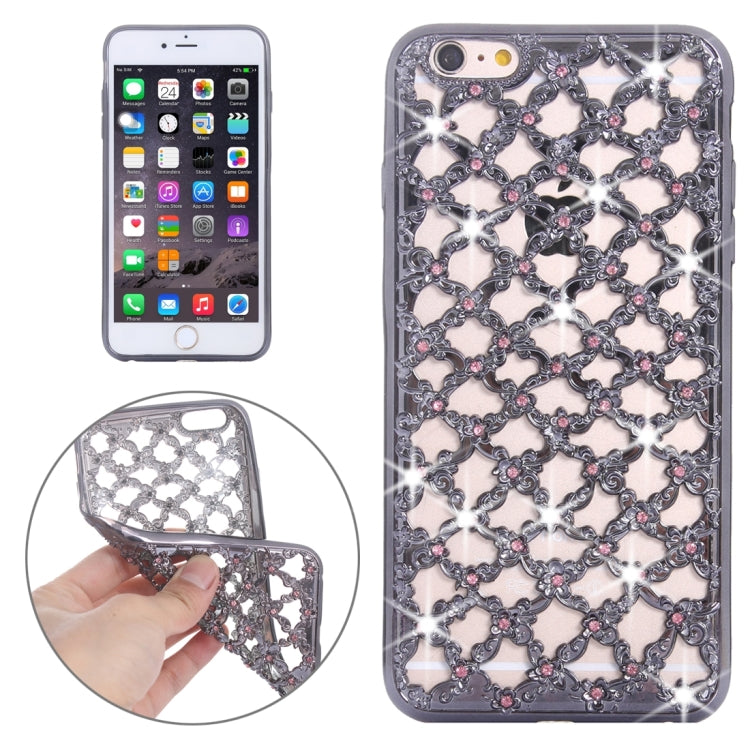 For iPhone 6 & 6s Electroplating Hollowed-out Diamond Encrusted TPU Protective Case