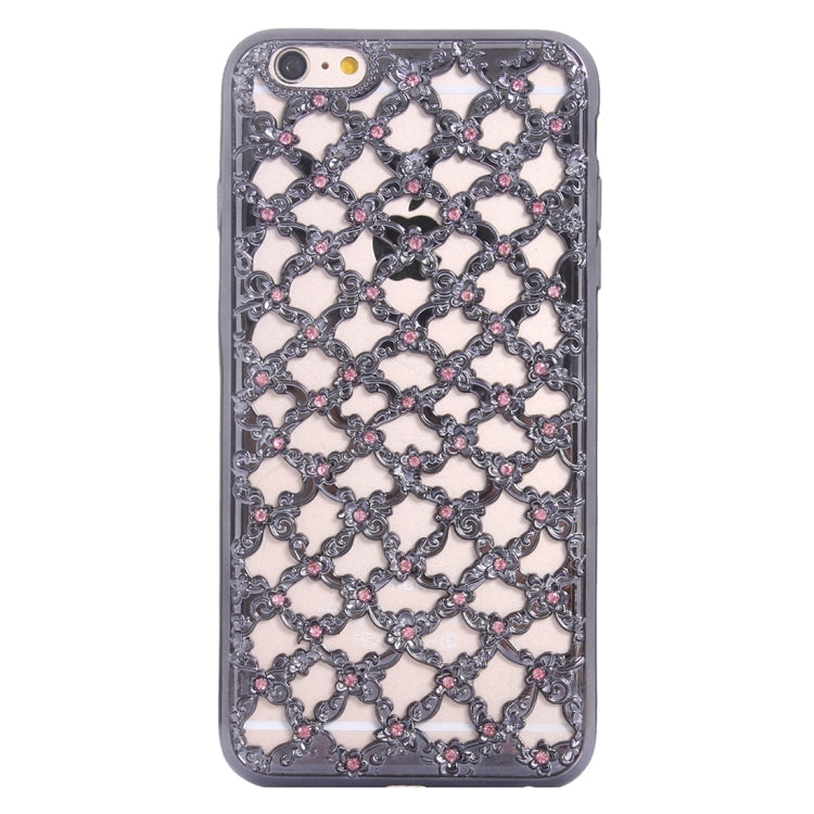 For iPhone 6 & 6s Electroplating Hollowed-out Diamond Encrusted TPU Protective Case