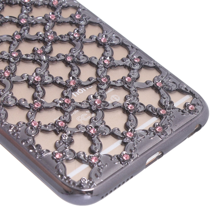 For iPhone 6 & 6s Electroplating Hollowed-out Diamond Encrusted TPU Protective Case