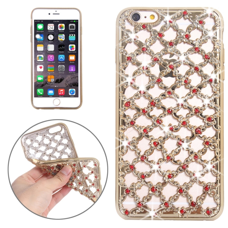 For iPhone 6 & 6s Electroplating Hollowed-out Diamond Encrusted TPU Protective Case