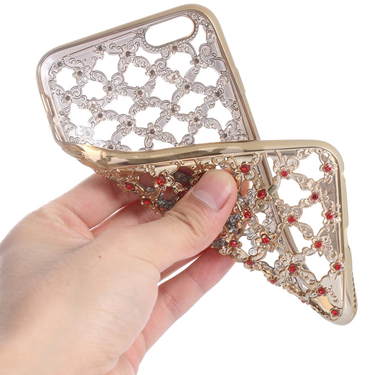 For iPhone 6 & 6s Electroplating Hollowed-out Diamond Encrusted TPU Protective Case