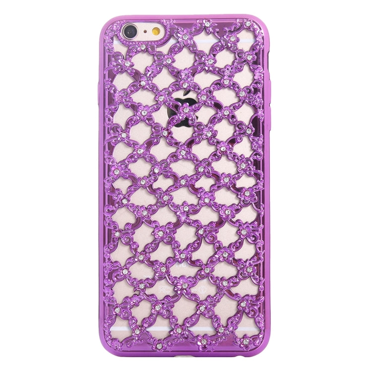 For iPhone 6 & 6s Electroplating Hollowed-out Diamond Encrusted TPU Protective Case