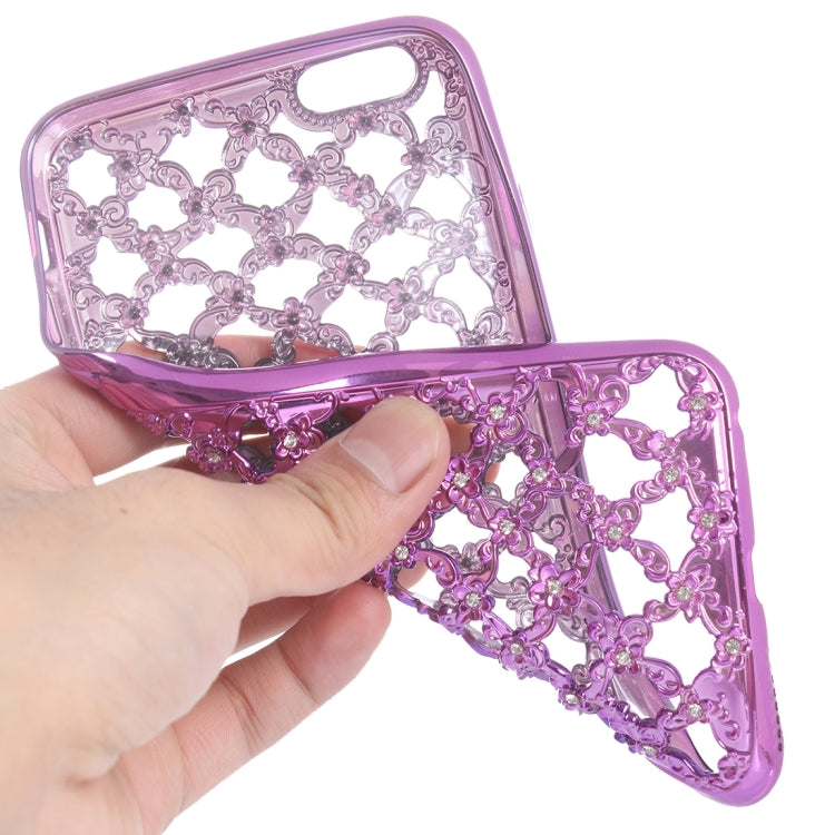 For iPhone 6 & 6s Electroplating Hollowed-out Diamond Encrusted TPU Protective Case