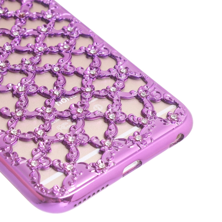 For iPhone 6 & 6s Electroplating Hollowed-out Diamond Encrusted TPU Protective Case